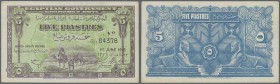 Egypt: Egyptian Government Currency Note 5 Piastres 1918 P. 162, unfolded, crisp paper and original colors, not washed or pressed, only light handling...