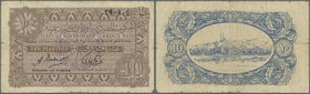 Egypt: 10 Piastres ND P. 166, used with many folds and creases, softness in paper, borders a bit worn, no repairs, condition: F-.