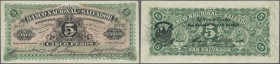 El Salvador: Banco Nacional del Salvador 5 Pesos 1913, P.S162c, some soft vertical folds and minor other creases in the paper, lightly yellowed. Condi...