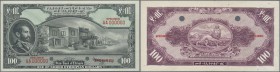 Ethiopia: 100 Dollars ND SPECIMEN P. 12s, front and back separately printed, mounting traces on back, unfolded, hole cancellations, condition: XF+ to ...