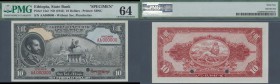 Ethiopia: 10 Dollars ND(1945) Specimen P. 14s, condition: PMG graded 64 Choice UNC.