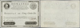 France: Domaines Nationaux 500 Livres 1790 Assignat, extremely rare and high denomoination of this series and one of the best conditions ever seen! Co...