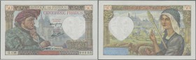 France: 50 Francs 1941 P. 93 in crisp original condition with great embossing of the print in paper, no holes or tears, condition: UNC.