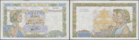 France: set of 44 MOSTLY CONSECUTIVE notes 500 Francs ”La Paix” 1941, from S/N 054803148 to - 229, with only a few notes missing in between, all notes...