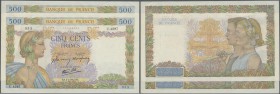 France: set of nearly consecutive banknotes of 500 Francs 1942 P. 95, both in similar condition with center fold but no other folds, no holes, no pinh...