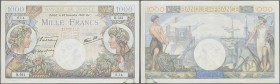 France: set of 5 MOSTLY CONSECUTIVE notes 1000 Francs ”Commerce & Industrie” 1940-44 P 96, from S/N 014001614 to - 620, with only a few notes missing ...
