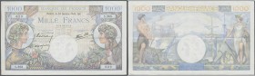 France: set of 3 CONSECUTIVE notes 1000 Francs ”Commerce & Industrie” 1940-44 P. 96, from S/N 009192629 to - 631, folds in paper, all notes without pi...