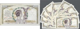 France: large lot of 10 CONSECUTIVE notes of 5000 Francs ”Victoire” 1943 P. 97 numbering from 30164504 to - 513, all from the same bundle, same series...