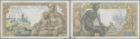 France: set of 7 MOSTLY CONSECUTIVE notes 1000 Francs ”Demeter” 1942/43 P. 102, from S/N 001401320 to - 329, with only a few notes missing in between,...