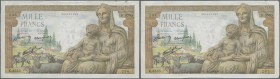 France: set of 14 notes containing CONSECUTIVE sets of 1000 Francs ”Demeter” 1943 P. 102: 4x 2 consecutive and 2x 3 consecutive notes, all notes of th...