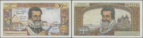 France: 50 Nouvaux Francs 1959 P. 143, light folds in paper, no holes or tears, paper still strong and with original colors, lightly pressed, conditio...