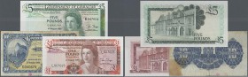 Gibraltar: set of 3 banknotes containing 10 Shillings 1958 P. 14c, used with folds and stain in paper, minor border tears, still strongness in paper a...