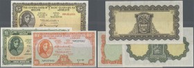Ireland: set of 3 banknotes containing 10 Shillings 1968 P. 63a (XF to XF+), 1 Pound 1975 P. 64c (VF+) and 5 Pounds 1975 P. 65c (VF-), nice set. (3 pc...