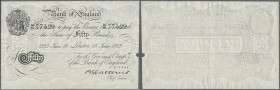 Great Britain: Bank of England 50 Pounds 1933 Operation Bernhard Forgery like P. 331, used with light center fold, minor split at right, no holes, cri...