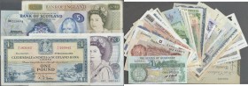 Great Britain: large set of 48 different banknotes including Great Britain, Scotland, Jersey and Guernsey. The set contains some British Armed Forces ...