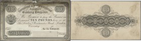 Great Britain: Coventry & Warwickshire Joint Stock Banking Company, obverse and reverse proof for 10 Pounds 18xx, P.NL with heavy staining, mounting m...