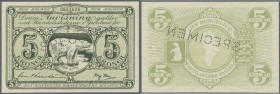 Greenland: 5 Kroner ND(1953) SPECIMEN, P.18s, tiny creases in the paper, otherwise perfect. Condition: aUNC