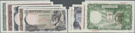 Guinea Bissau: set of 5 banknotes containing 500 Pesetas 1969, 500 Bipkwele 1978, 1000 Bipkwele 1979, 5000 Bipkwele 1979, 1000 Bipkwele on 100 Pesetas...