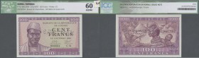 Guinea: 100 Francs 02.10.1958 Specimen P. 7s, with specimen perforations in paper, regular S/N 023554 C32, signatures Beavogui/Drame, in crisp origina...
