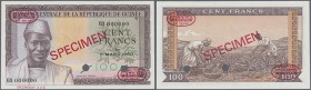 Guinea: 100 Francs 01.03.1960 Specimen P. 13s, with Specimen overprint on front and back, two cancellation holes, additional two oval specimen overpri...