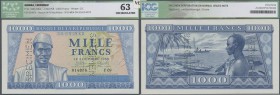 Guinea: 1000 Francs 02.10.1958 Specimen P. 9s, perforated Specimen two times, regular S/N 014876 F09, signatures Lansana Beavogui/Drame, in crisp orig...
