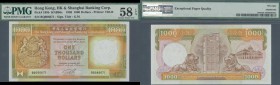 Hong Kong: 1000 Dollars 1989 P. 199b in condition: PMG graded 58 Choice aUNC EPQ.