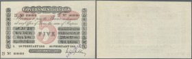 India: very rare Specimen of 5 Rupees 26.2.1915, Letter ”L” for Lahore, Government of India P. A6s, sign. Gubbay, with zero serial numbers and specime...