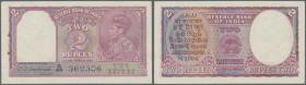 India: 2 Rupees Reserve Bank of India ND(1937) sign. Deshmukh in crisp original condition with usual 2 pinholes at left, only one light corner bend, n...