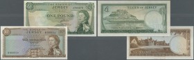 Jersey: Pair with 10 Shillings and 1 Pound ND(1963), P.7, 8a. 10 Shillings in aUNC condition with a few minor spots on back only, 1 Pound in Fine with...