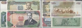 Kenya: set of 10 banknotes containing 10 Shillings 1968, 5 Shillings 1977, 5 Shillings 1978, 10 Shillings 1978, 20 Shillings 1978, 100 Shillings 1978,...