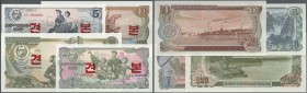 Korea: set of 4 Specimen notes containing 1, 5, 10 & 50 Won 1978 Specimen with Specimen overprint and zero serial numbers, seldom seen issue type as s...