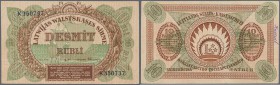 Latvia: Pair of the 10 Rubli 1919 P.4f and 10 Rubli 1919 proof P.4p, both in about VF condition (2 pcs.)