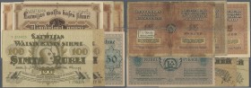 Latvia: Set with 7 Banknotes containing 4 x 25 Rubli 1919 P.5 (2xVG, 2xVF), 50 Rubli 1919 P.6 (VF+) and 2 x 100 Rubli 1919 P.7 (F, VF), P.5,6,7. Condi...