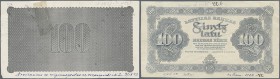 Latvia: Front and Back side proof for the 100 Latu 1923 in black color, P.14p with a few annotations and taped tear on the reverse proof. Very Rare! C...