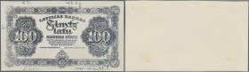 Latvia: Fotographic Front proof for the 100 Latu 1923 in black color, P.14p, previously mounted, otherwise perfect: XF