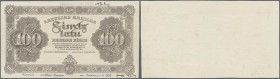 Latvia: Front proof for the 100 Latu 1923 in brown color, P.14p with a few annotations and tiny traces of glue on back. Condition: VF