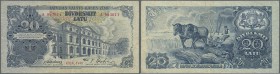 Latvia: 20 Latu 1940, P.33, rare banknote with minor folds and toned paper. Condition: F+