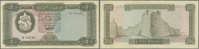Libya: 5 Dinars ND(1971) without inscription at lower right on front, P.36a, still strong paper with a few spots and soft folds, probably pressed. Con...