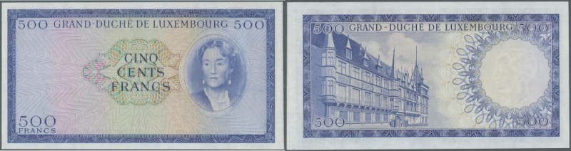 Luxembourg: Proof of 500 Francs ND P. 52B(p). This banknote was planned as a par...