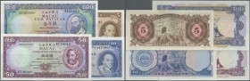 Macau: set of 4 banknotes containing 5 Patacas 1976, 10 Patacas 1977, 50 Patacas 1981 and 100 Patacs 1984 P. 54, 55, 60, 61, all in condition: UNC. (4...