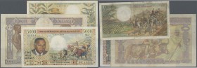 Madagascar: set of 3 notes containing 100 Francs ND(1937-48) P. 40, used with folds in paper, no holes or tears, paper still with crispness and nice c...