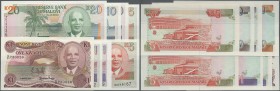 Malawi: set of 8 banknotes containing 1 Kwacha 1986, 2x 1 Kwacha 1992, 5 Kwacha 1994, 5 Kwacha 1990, 2x 10 Kwacha 1992 and 20 Kwacha 1990, P. 19, 23-2...