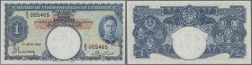 Malaya: 1 Dollar 01.07.1941 P. 11, portrait KGVI at right, S/N E/2 005465, in exceptional condition without any holes or tears, crisp paper and origin...
