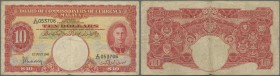 Malaya: 10 Dollars 1941 P. 13, used with folds and creases in condition: F.