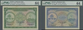 Maldives: set of 6 notes containing 1 to 100 Rupees 1960 P. 2b-7b, all PMG graded 64 Choice UNC. (6 pcs)