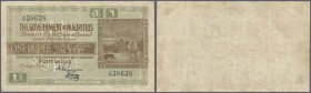 Mauritius: rare note of 1 Rupee 1919 P. 19, used with light folds and light stain in paper, probably pressed but does not smell washed, still nice col...