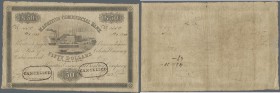 Mauritius: 50 Dollars = 10 Pounds Sterling 1840 P. S126, used with folds and creases, stain in paper, 2 times stamped cancelled, several small tears i...