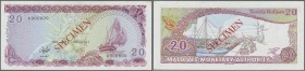 Maldives: 20 Rufiyaa 1983 SPECIMEN, P.12as with a few tiny spots at upper and lower margin, otherwise perfect. Condition: aUNC