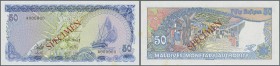 Maldives: 50 Rufiyaa 1983 SPECIMEN, P.13as with a few tiny spots at lower margin, otherwise perfect. Condition: aUNC/UNC