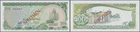 Maldives: 100 Rufiyaa 1983 SPECIMEN, P.14as in perfect UNC condition